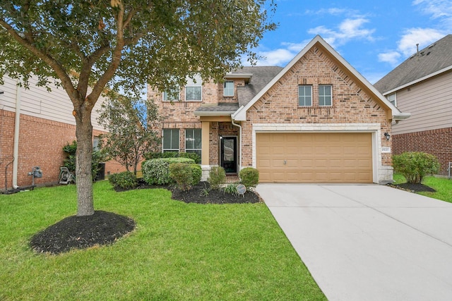 craftsman-style home featuring a garage and a front yard