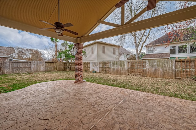 view of patio / terrace with ceiling fan