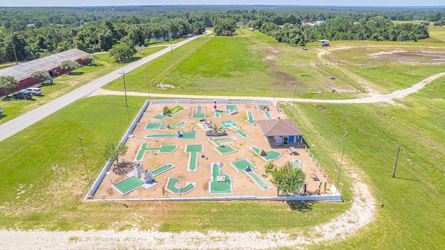 drone / aerial view with a rural view and a forest view