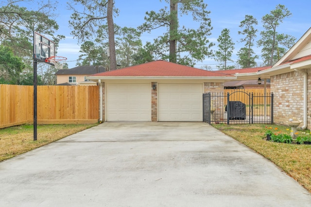 garage featuring a yard