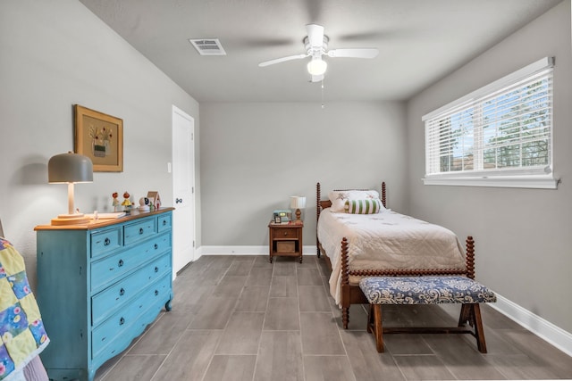 bedroom featuring ceiling fan