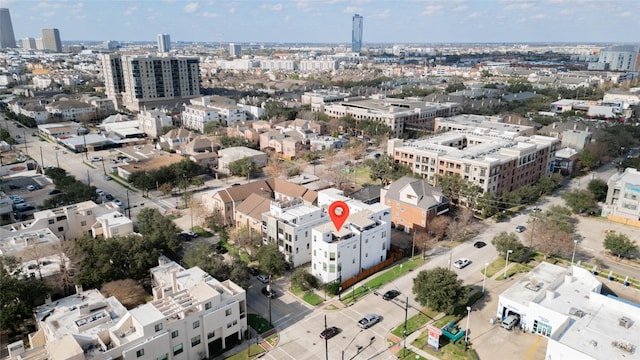 drone / aerial view with a city view