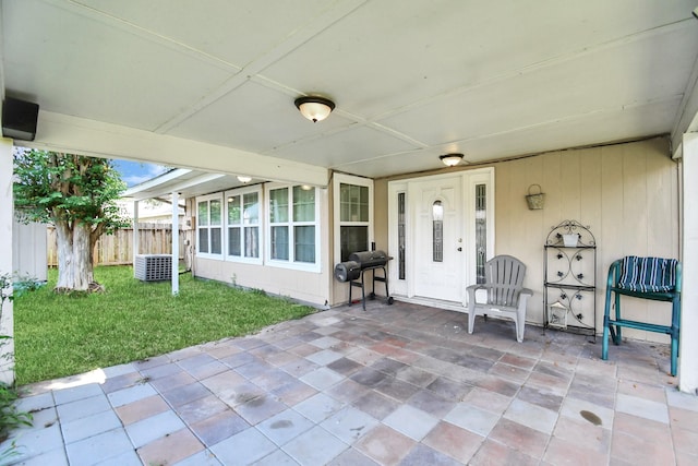 view of patio / terrace featuring central AC unit