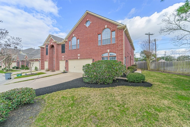 view of side of property with a garage and a yard