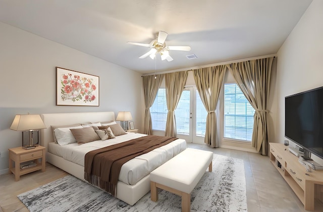 1408 S Friendswood Dr Unit 101, Friendswood, TX 77546 - bedroom with multiple windows, access to outside, and ceiling fan