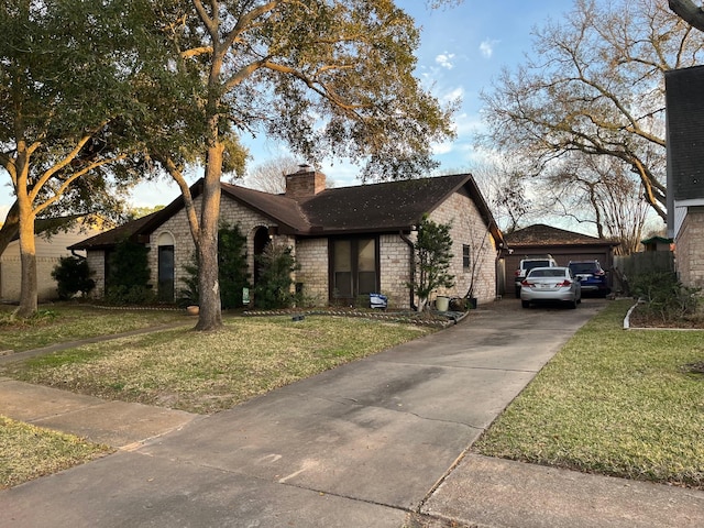 view of front of home featuring a garage and a front yard