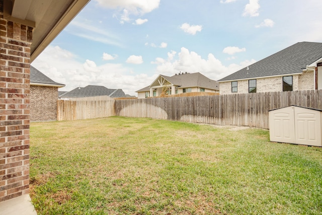 view of yard with a shed