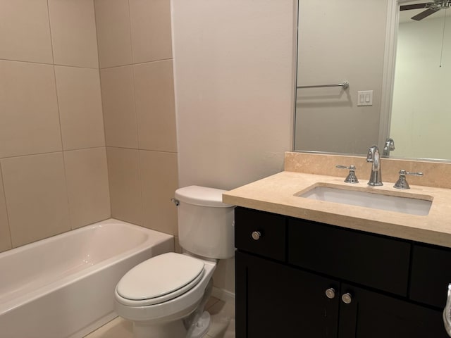 full bathroom featuring vanity, toilet, and tub / shower combination