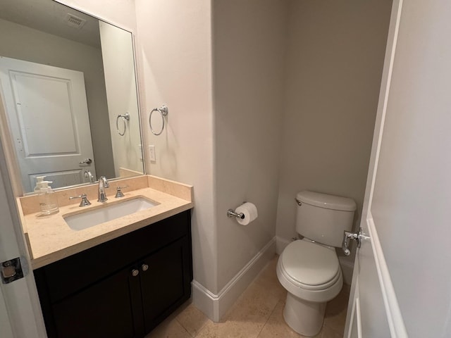 bathroom featuring tile patterned floors, toilet, and vanity