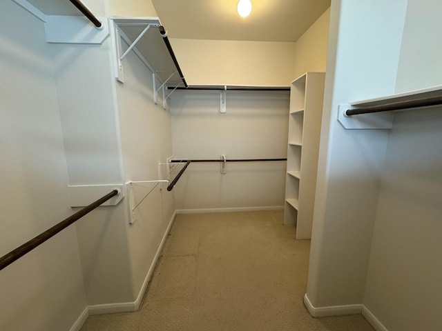 spacious closet with light colored carpet