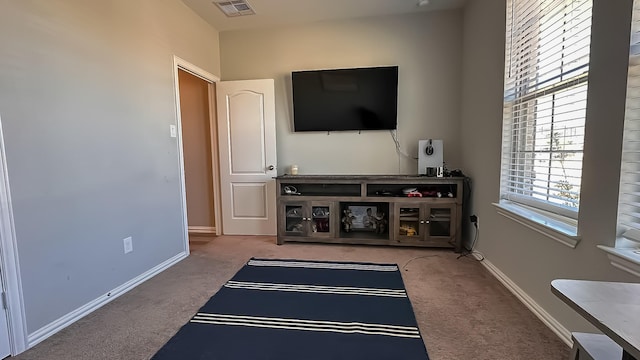 living room featuring carpet flooring