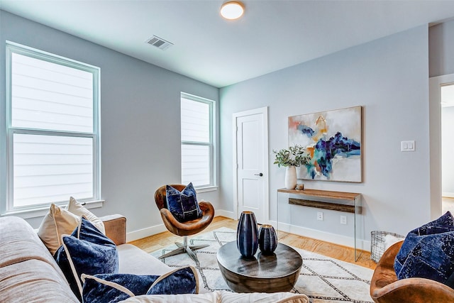 living room featuring light hardwood / wood-style flooring