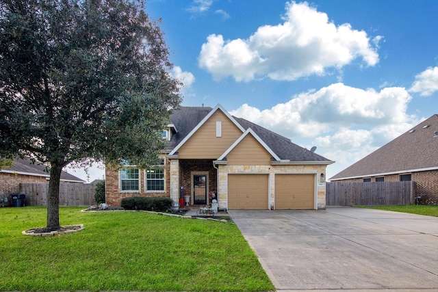 view of front facade featuring a garage and a front yard