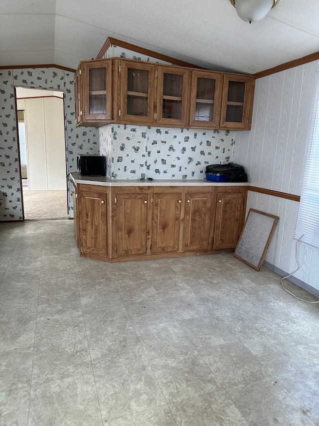 kitchen featuring lofted ceiling