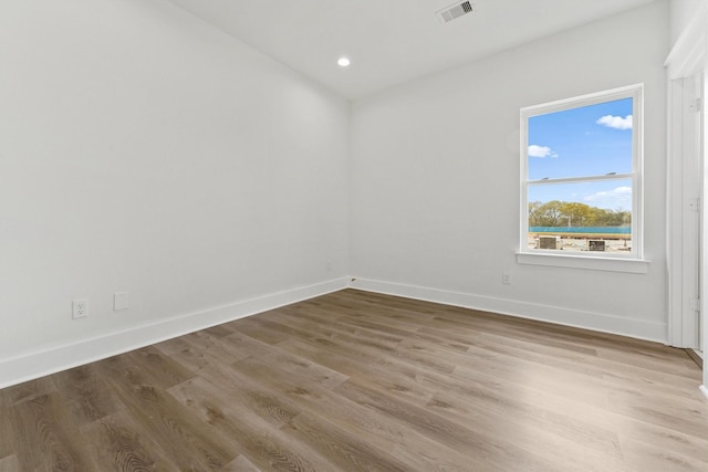 spare room featuring wood-type flooring