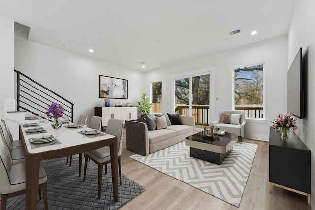 living room with light wood-type flooring