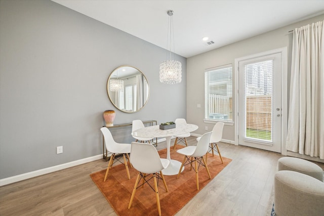 dining area featuring light hardwood / wood-style floors