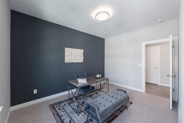 view of carpeted home office