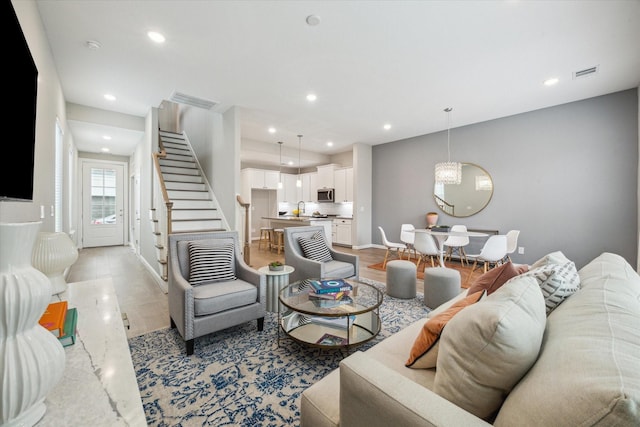 living room featuring light hardwood / wood-style floors