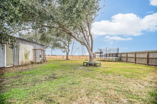 view of yard with a trampoline