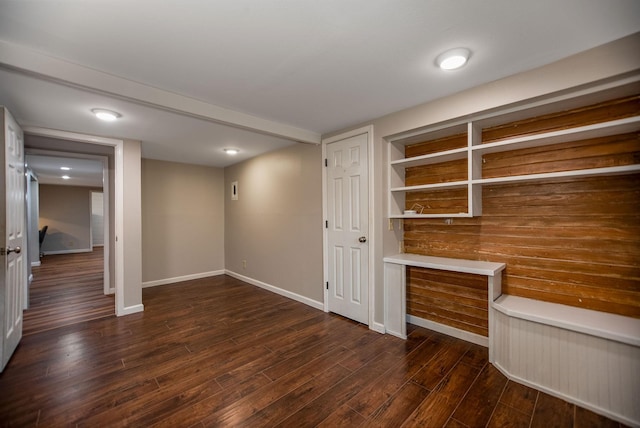 interior space with dark hardwood / wood-style floors