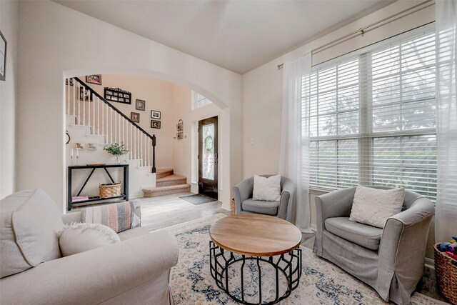 living room featuring light wood-type flooring