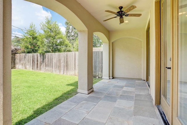 view of patio with ceiling fan