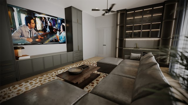 cinema room featuring wood-type flooring