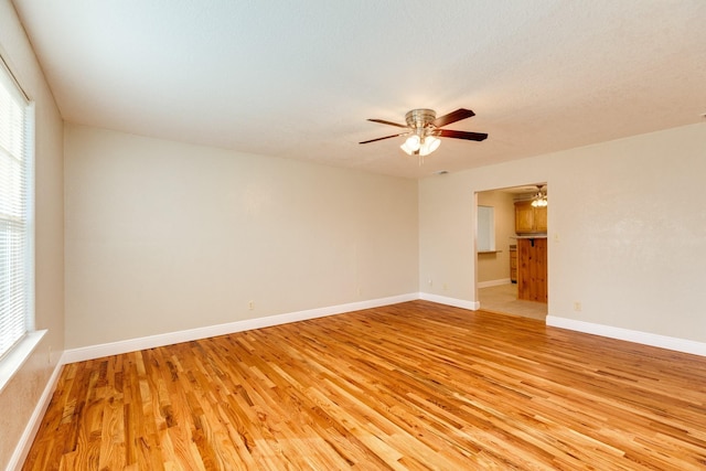 empty room featuring ceiling fan and light wood-type flooring