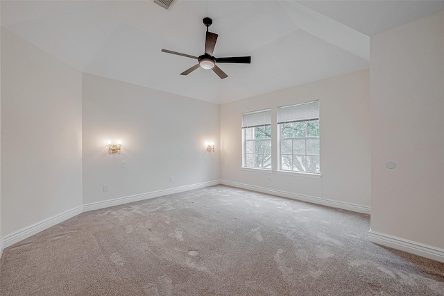 carpeted empty room with ceiling fan