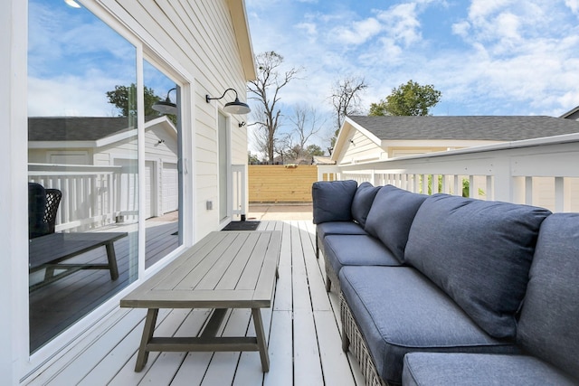 1819 Studewood St, Houston, TX 77008 - wooden deck with an outdoor living space and fence