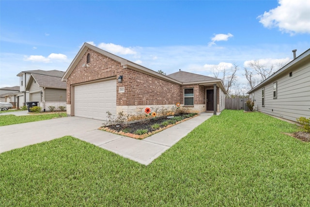 view of front of house featuring a garage and a front yard