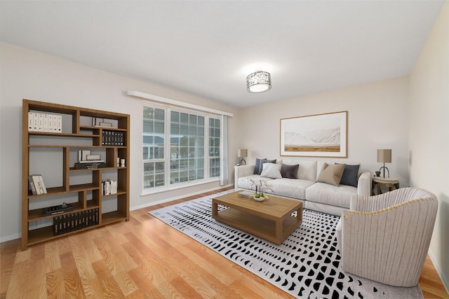 living room with light hardwood / wood-style floors