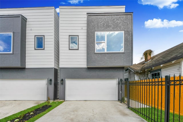 exterior space with a garage