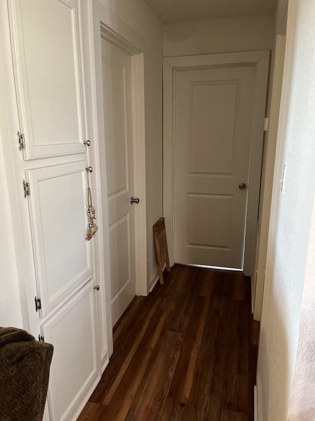 corridor with dark hardwood / wood-style floors