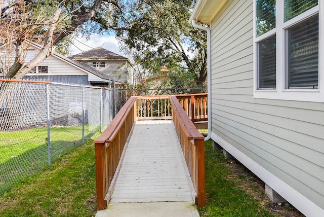 deck featuring a lawn