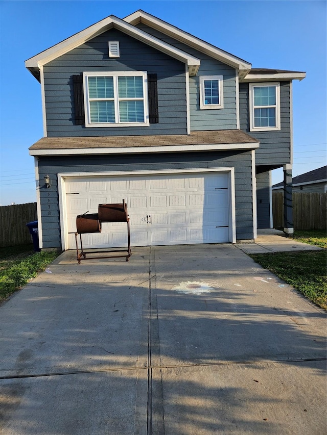 view of front of house with a garage