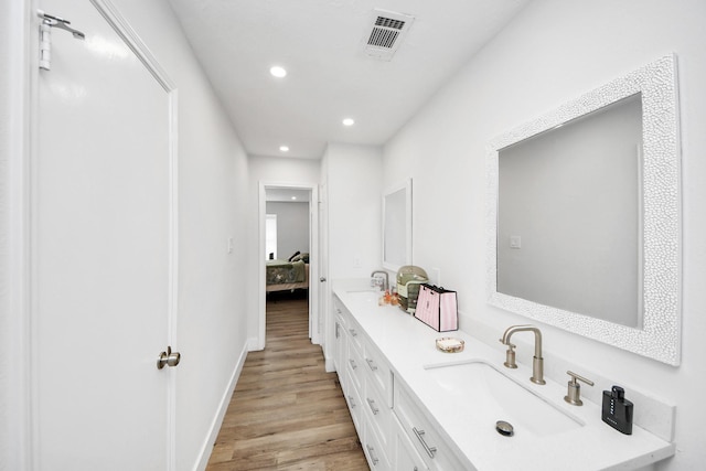 bathroom featuring wood-type flooring and vanity