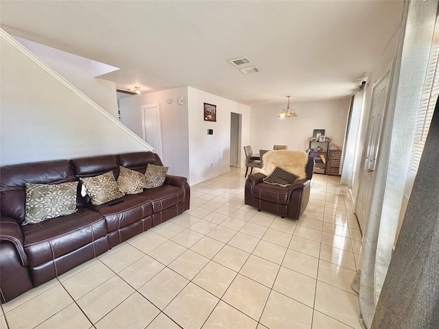 view of tiled living room