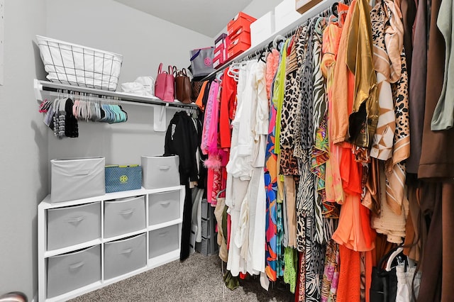 walk in closet featuring carpet