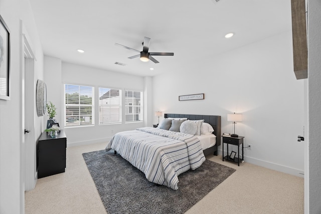 324 Neyland St, Houston, TX 77022 - bedroom featuring carpet, recessed lighting, baseboards, and a ceiling fan