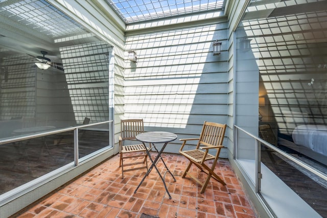 balcony with ceiling fan