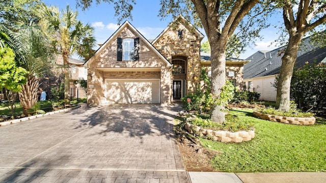 view of front of home with a garage and a front yard