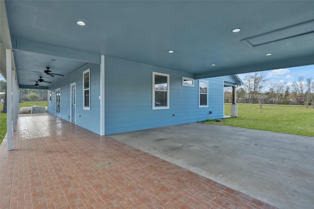 view of patio / terrace with ceiling fan