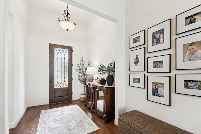 entryway with dark hardwood / wood-style floors