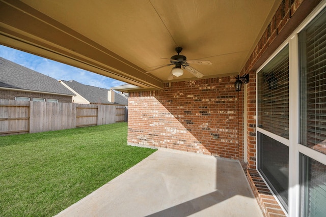 view of patio / terrace with ceiling fan