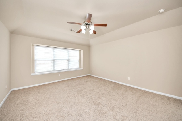 carpeted empty room with ceiling fan