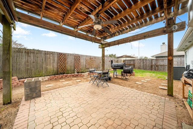 view of patio / terrace featuring ceiling fan