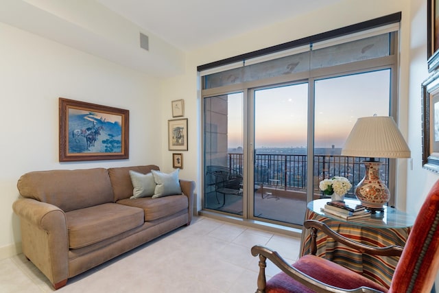 view of tiled living room