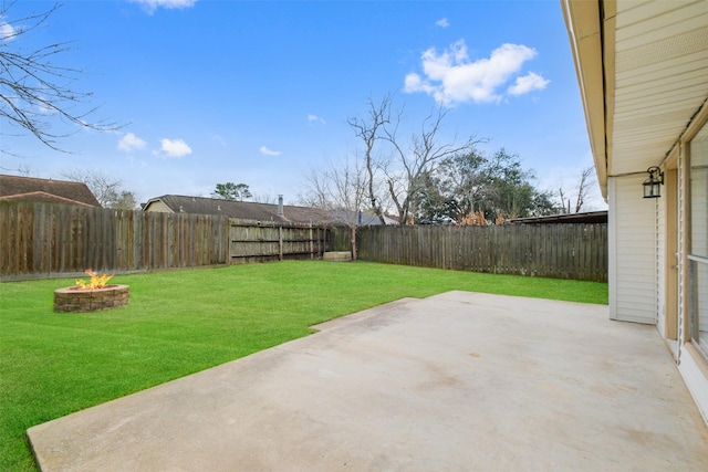 exterior space with a fire pit